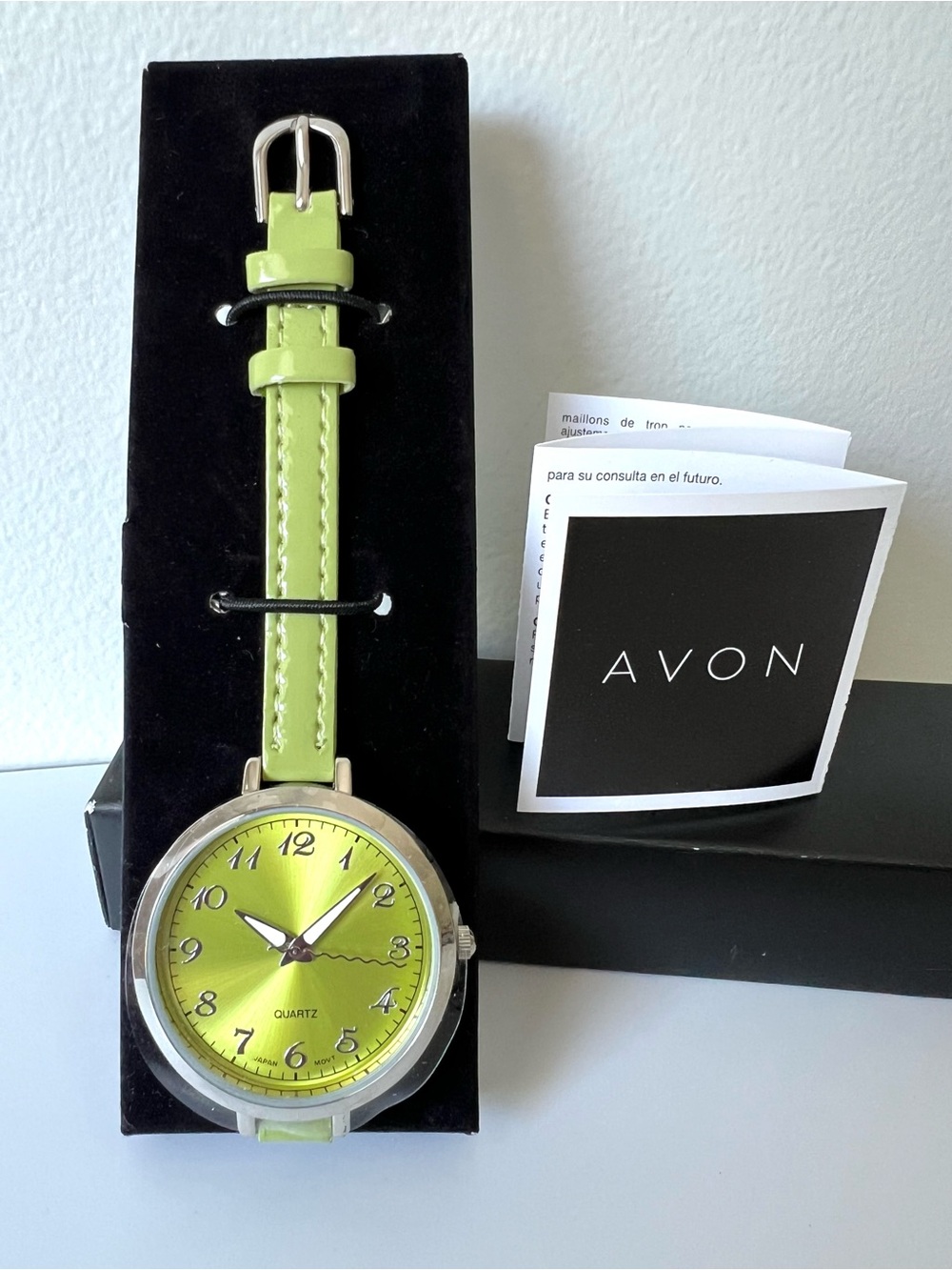NEW Avon Colorbrites Neon Green Watch Quartz Analog 32mm Lime Dial Skinny Band